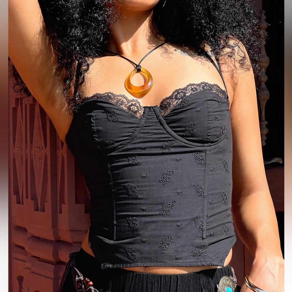 Princess Polly Luvan Lace Corset Top Black